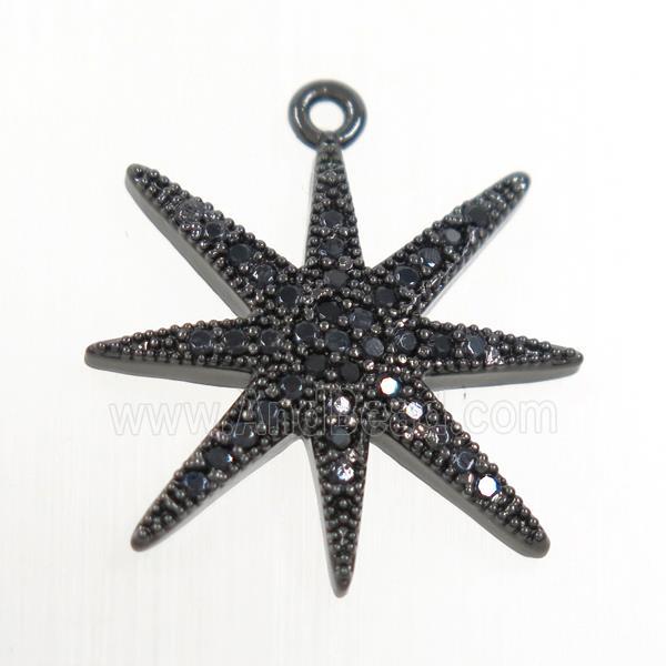 copper northstar pendant paved zircon, black plated