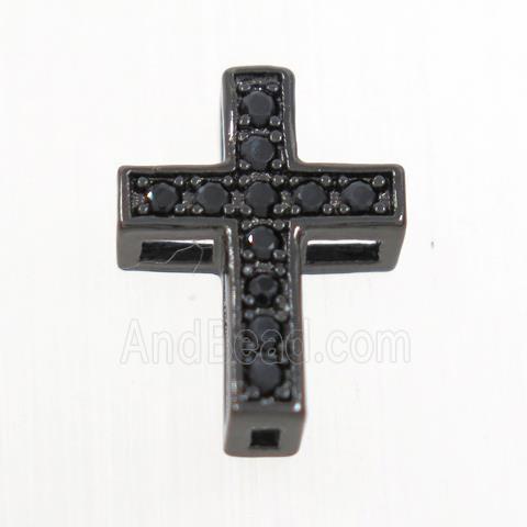copper cross beads paved zircon, black plated