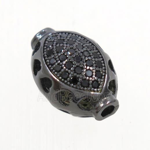 copper barrel beads paved zircon, black plated