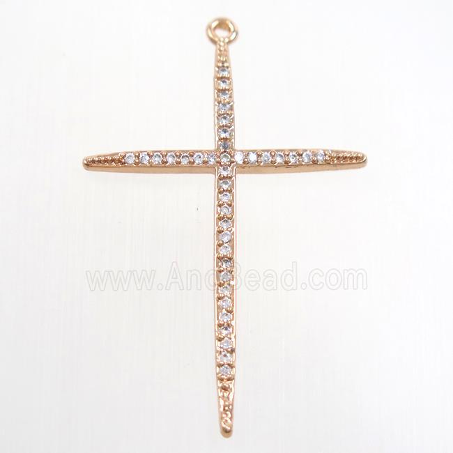 copper cross pendants paved zircon, rose gold