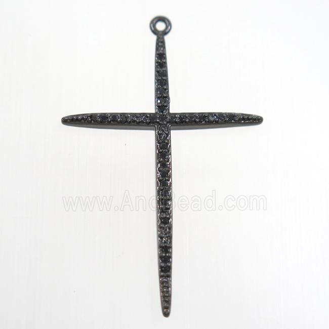 copper cross pendants paved zircon, black plated