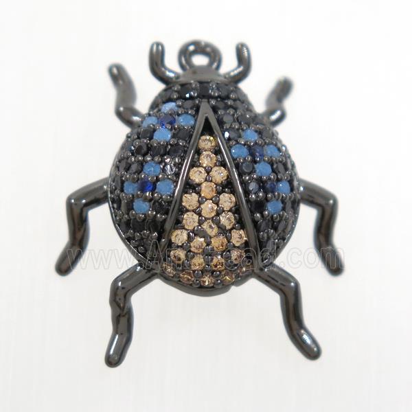 copper beetle pendant paved zircon, plack plated