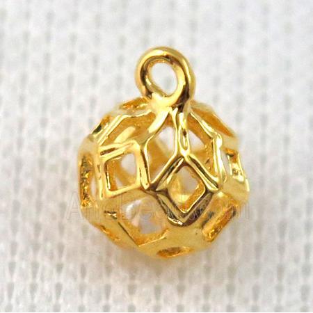 copper pendant pave zircon, gold plated