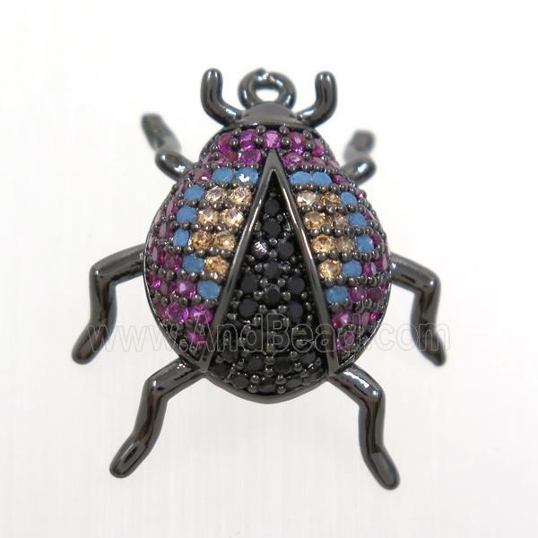 copper beetle pendant paved zircon, black plated