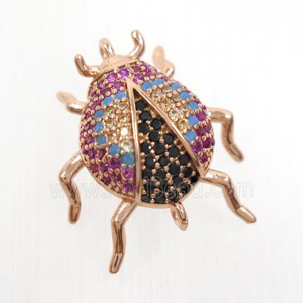 copper beetle connector paved zircon, rose gold