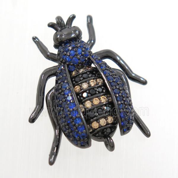 copper honeybee connector paved zircon, black plated