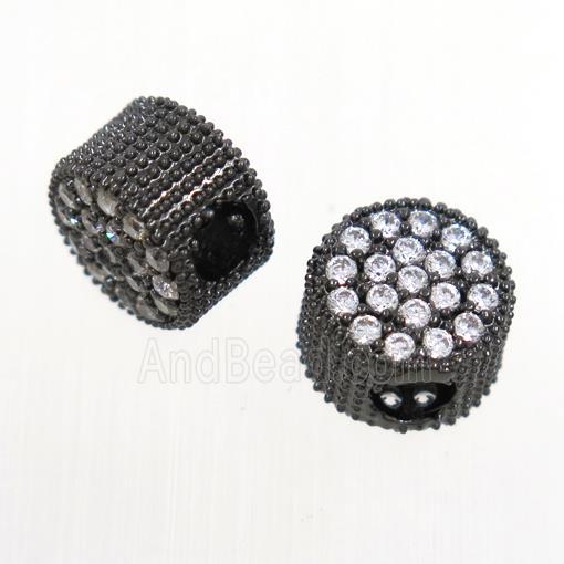 copper button beads paved zircon, black plated