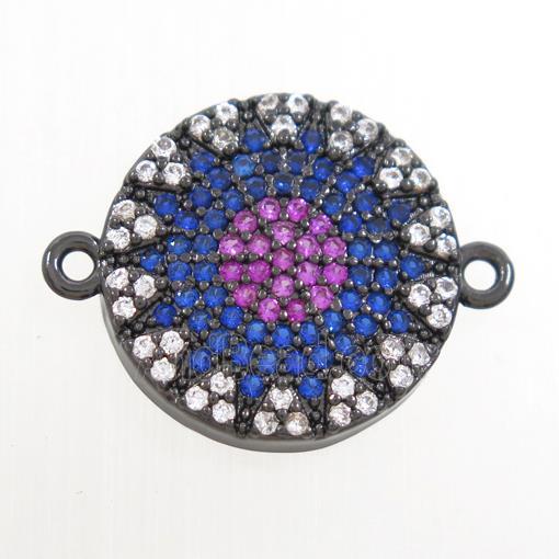 copper circle connector paved zircon, black plated