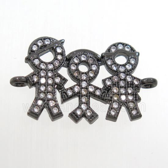 copper Family connector paved zircon, black plated