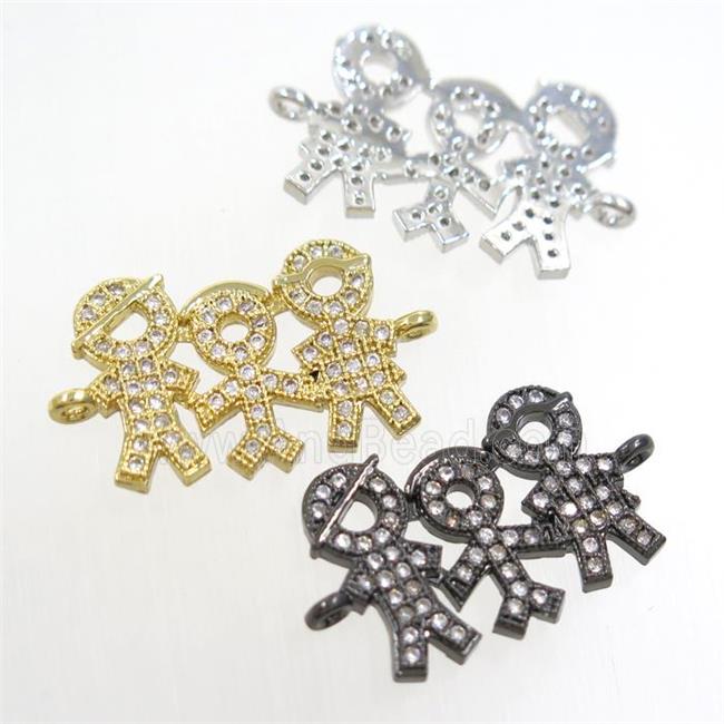 copper Family connector paved zircon, mix color