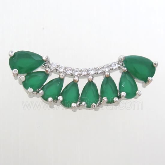 copper pendant paved green zircon, platinum plated
