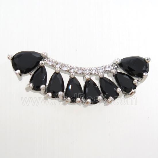 copper pendant paved black zircon, platinum plated