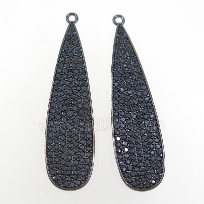 copper teardrop pendant paved zircon, black plated