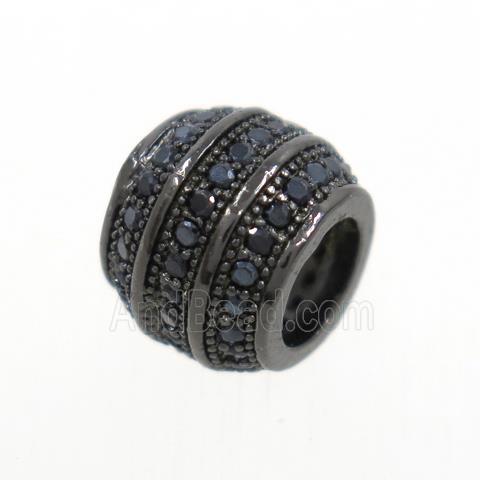 copper rondelle beads paved zircon, black plated