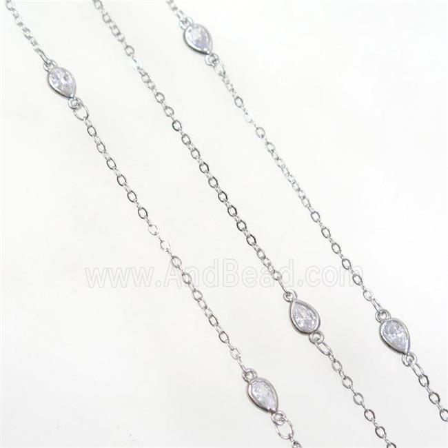 copper chain with zircon, platinum plated