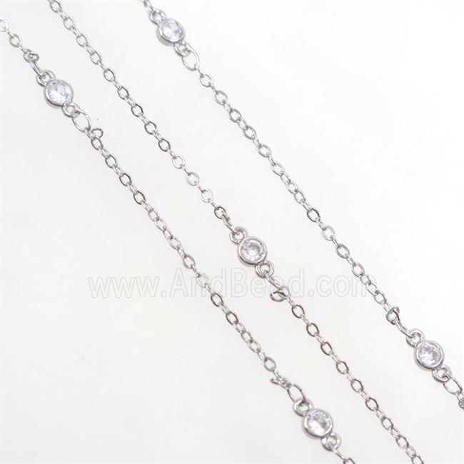 copper chain with zircon, platinum plated