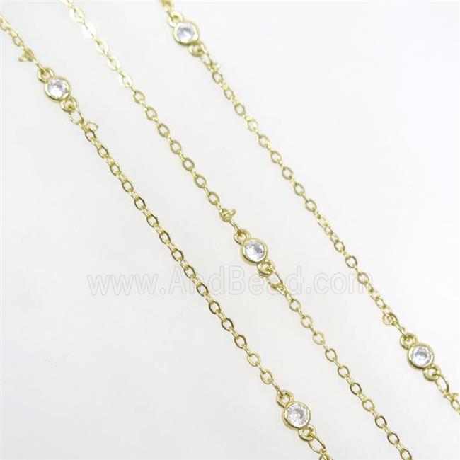 copper chain with zircon, gold plated