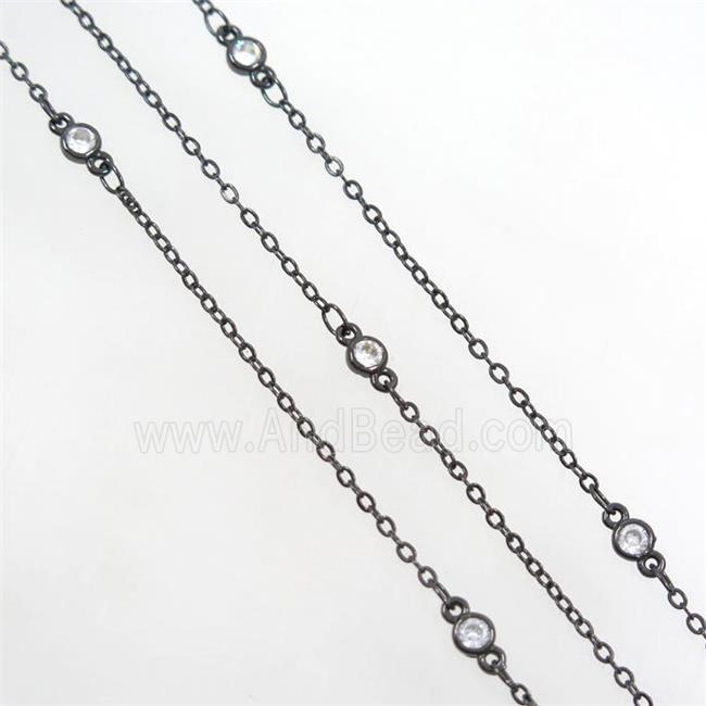 copper chain with zircon, black plated
