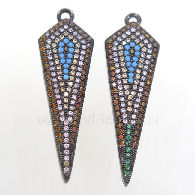 copper arrowhead pendant paved zircon, black plated