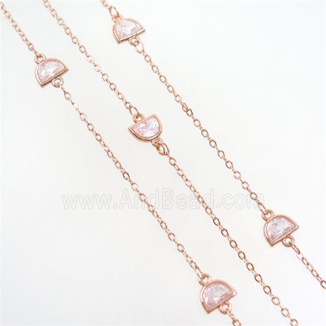 copper chain with zircon, rose gold