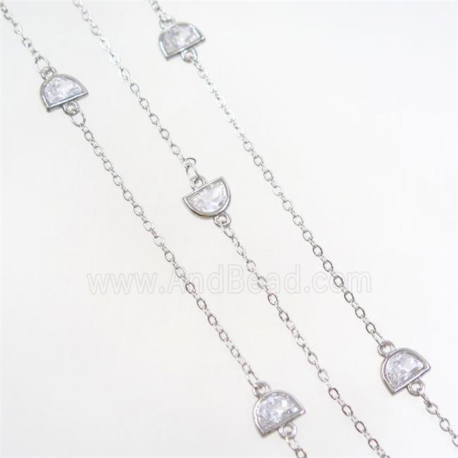 copper chain with zircon, platinum plated