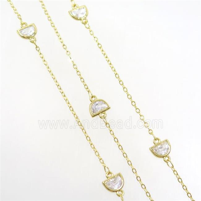copper chain with zircon, gold plated