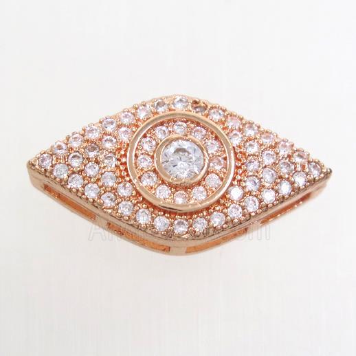 copper eye connector paved zircon, rose gold