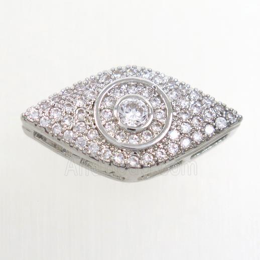 copper eye connector paved zircon, platinum plated