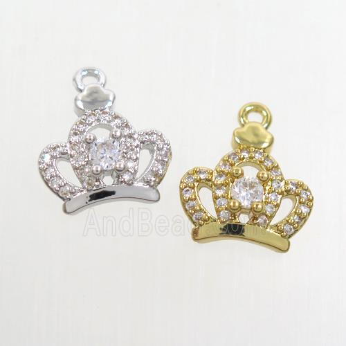 copper crown pendant paved zircon, mix color
