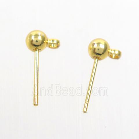copper earring post studs, color keeping, gold plated