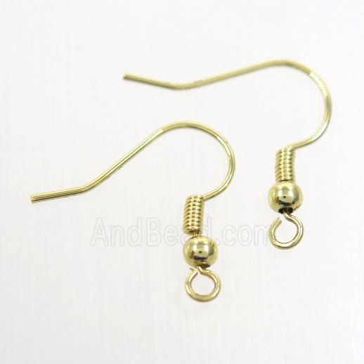 copper earring hook, color keeping, gold plated