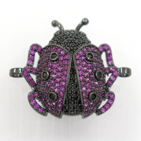 copper beetle connector paved zircon, black plated