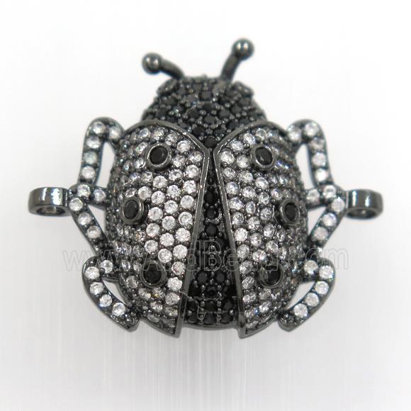 copper beetle connector paved zircon, black plated