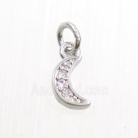 copper moon pendants paved zircon, platinum plated