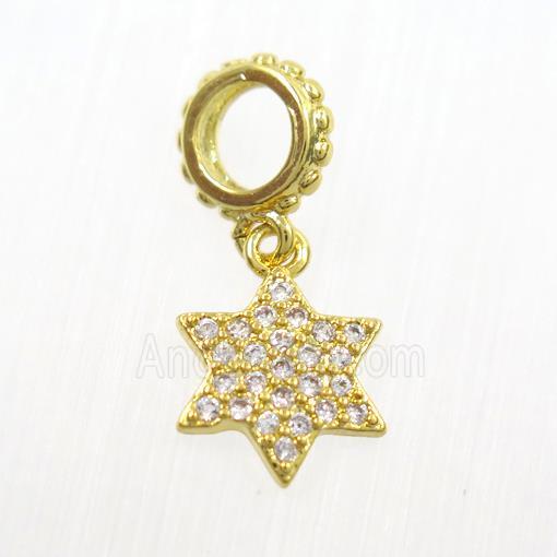 copper star pendants paved zircon, gold plated