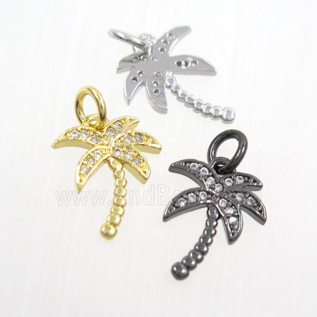 copper coconut tree pendants paved zircon, mix color