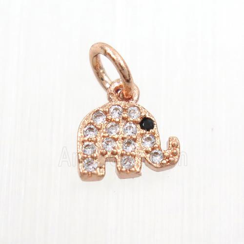 copper elephant pendants paved zircon, rose gold