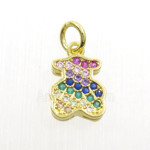 copper bear pendants paved zircon, gold plated
