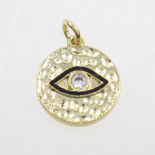 copper eye pendants paved zircon, gold plated