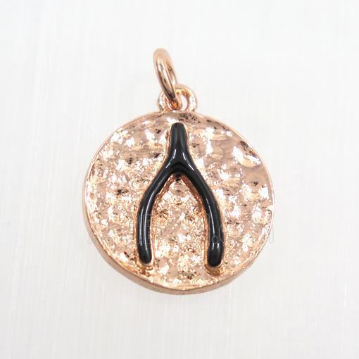 copper Wishbone pendants, rose gold
