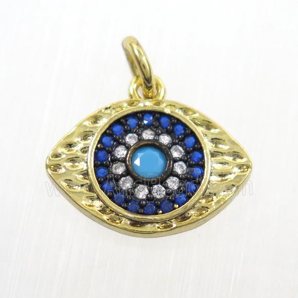 copper eye pendants paved zircon, gold plated