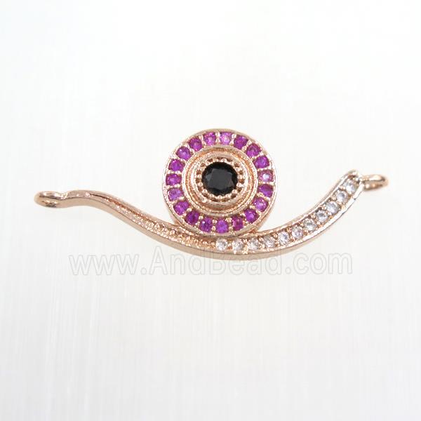 copper snail connector paved zircon, rose gold
