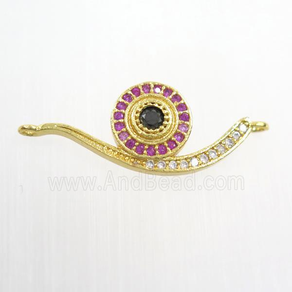 copper snail connector paved zircon, gold plated