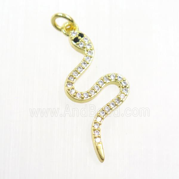copper snake pendants paved zircon, gold plated