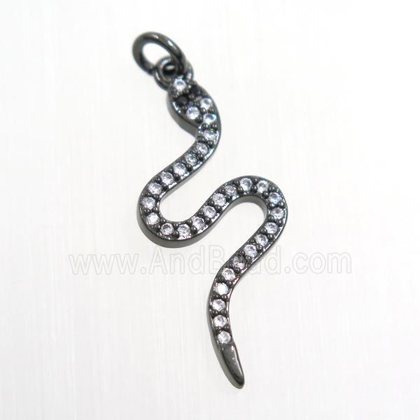 copper snake pendants paved zircon, black plated
