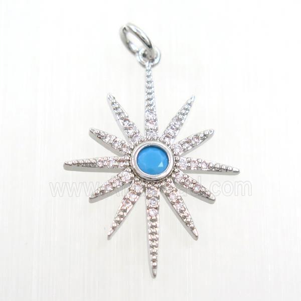 copper northStar pendants paved zircon, platinum plated