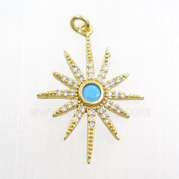 copper northStar pendants paved zircon, gold plated