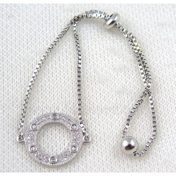copper bracelet paved zircon, platinum plated