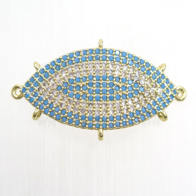 copper eye connector paved zircon, gold plated