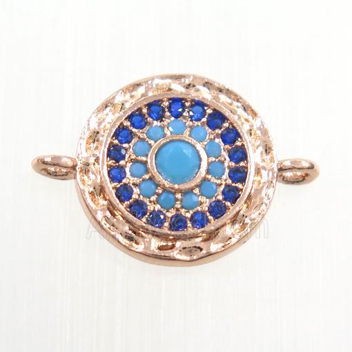 copper circle connector paved zircon, rose gold